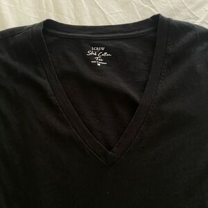 JCrew V neck black slub cotton tee